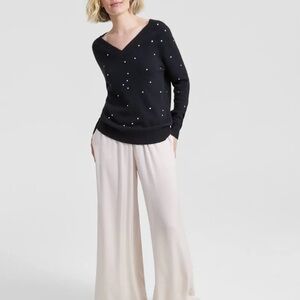 Charter Club Women's 100% Cashmere Double V-Neck Rhinestone Sweater